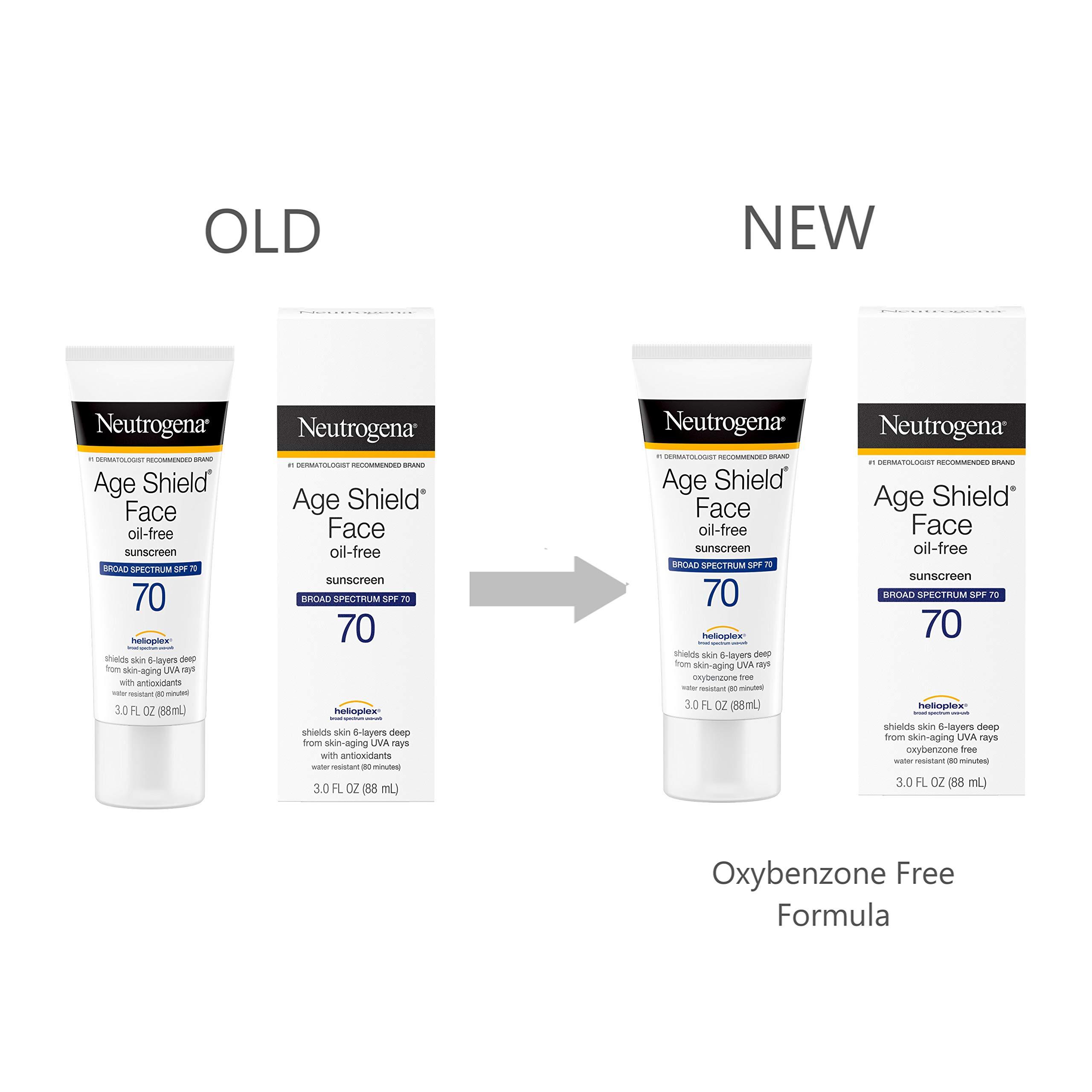 Neutrogena Neutrogena Age Shield Anti-Oxidant Face Lotion Sunscreen with Broad Spectrum SPF 70, Oil-Free & Non-Comedogenic Moisturizing Sunscreen to Prevent Signs of Aging, 3 fl. oz