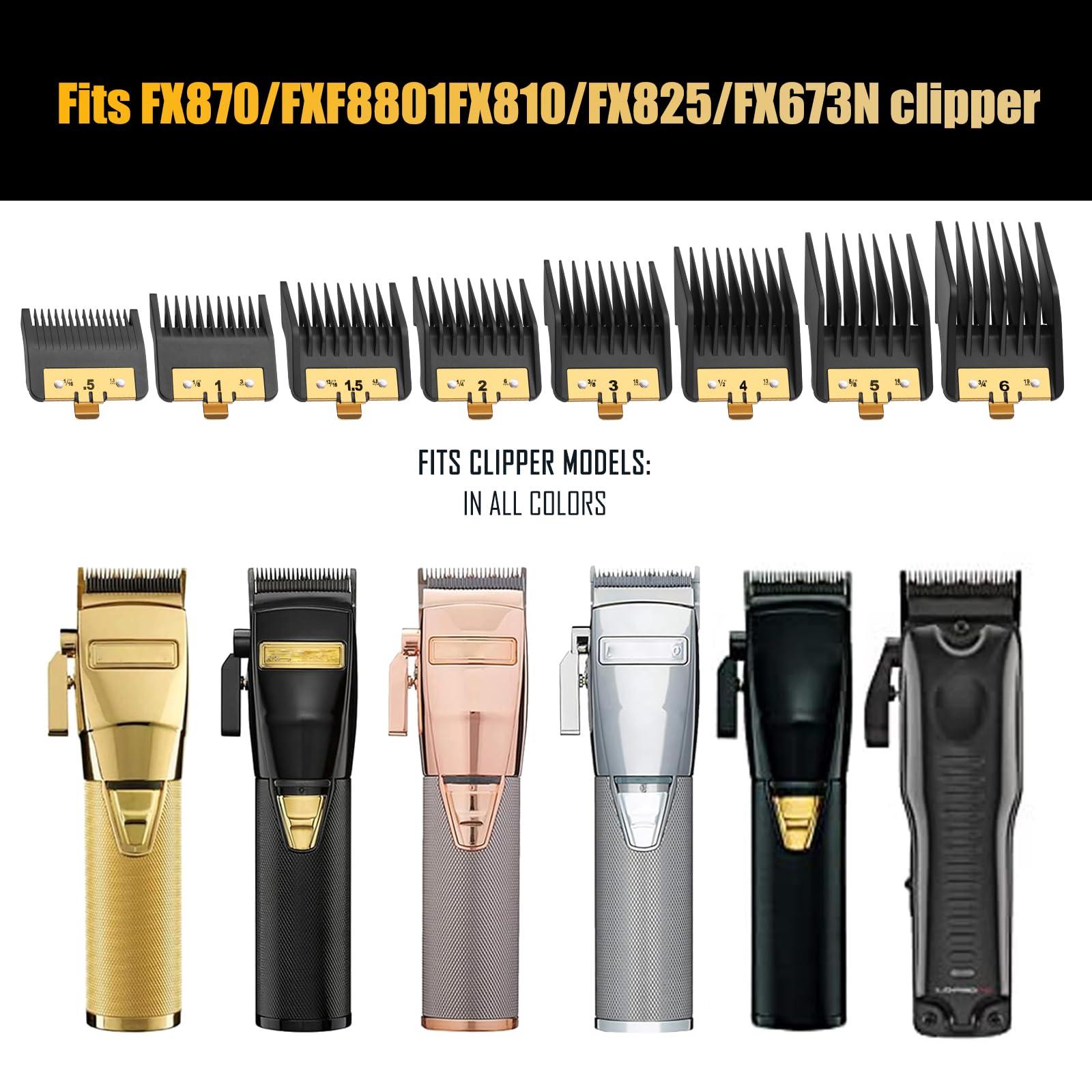Audoc 8PCS Premium Clipper Guards with Metal Clip compatible with BaBylissPRO Barberology Comb Set,Cutting Lengths 1/16-3/4 , for Babyliss Clipper Guards for FX870 FX890 FX825 FX673 Clippers