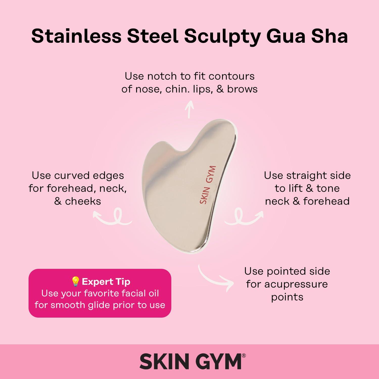 SKIN GYM SKIN GYM Cryo Stainless Steel Sculpty Heart Gua Sha, Cooling Facial Massage Tool for Sculpting and Relaxation