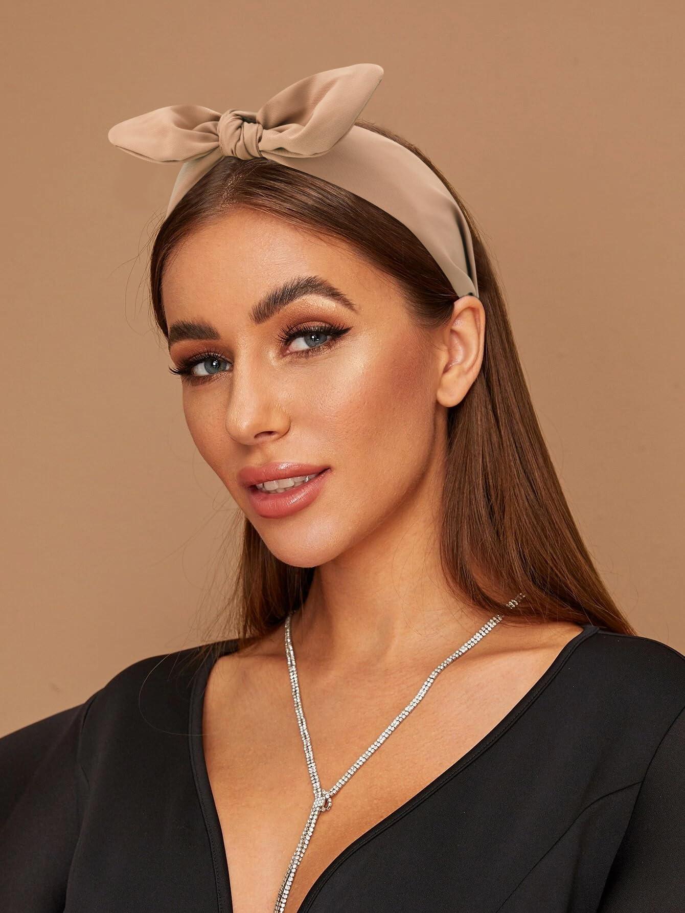 TOBATOBA TOBATOBA Bow Headbands for Women 6Pcs Knotted Headband with Bow Cute Stylish Top Knot Headband Black Bow Headband Women Wide Hairband Hair Accessories for Women Girls