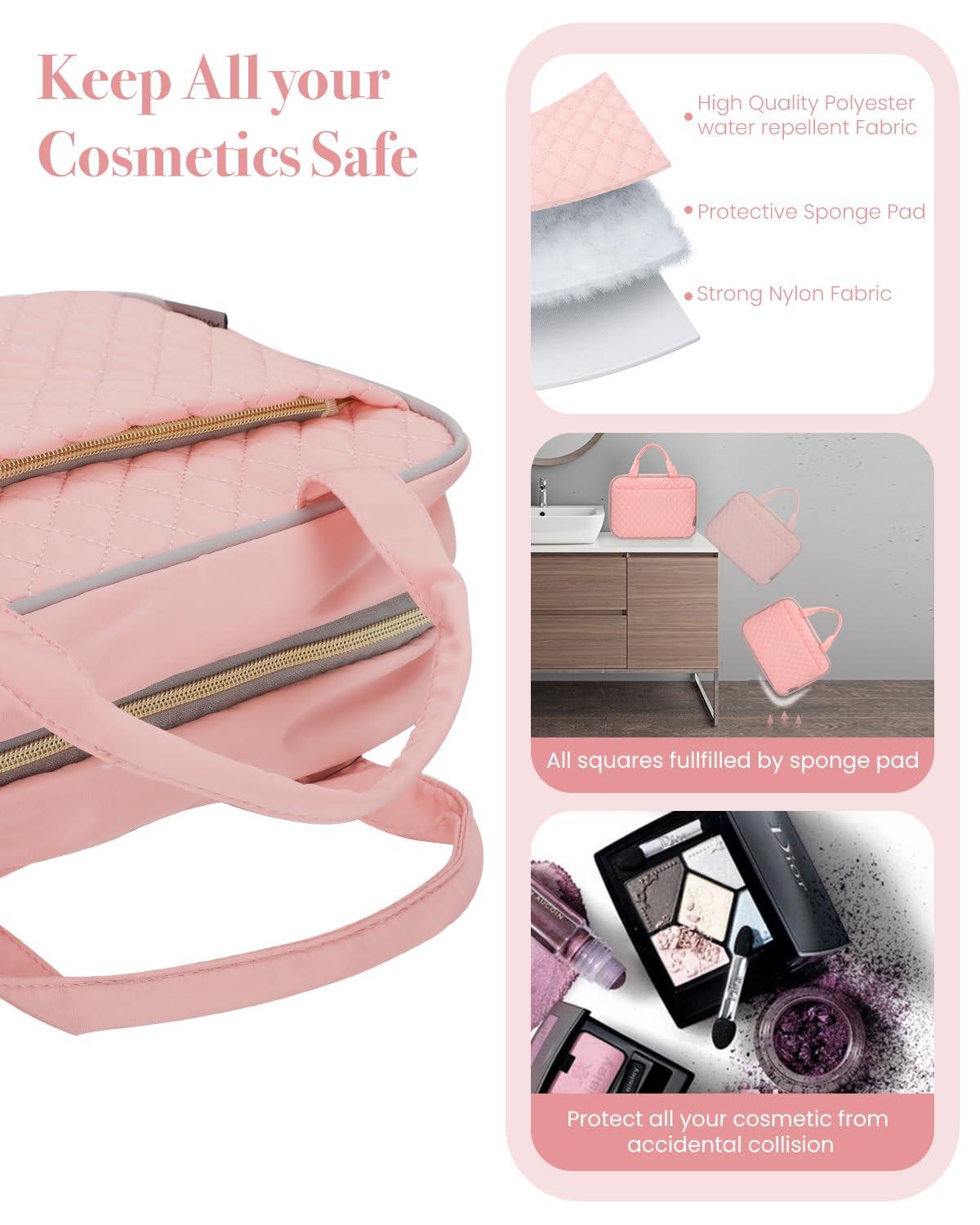 MARIKALIFE MARIKALIFE Travel Toiletry Bag, Hanging Toiletry Bag for Women, Cute Makeup Cosmetic Case Organizer for Accessories, Full Sized Toiletries-Pink