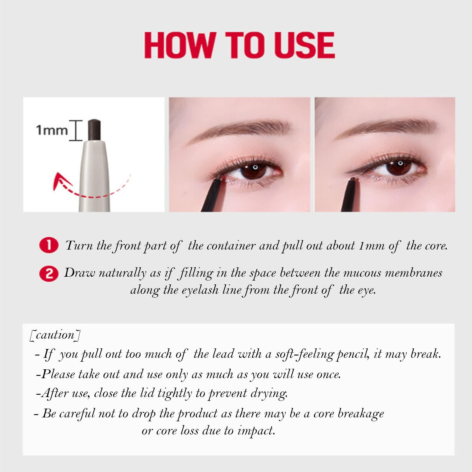 ololla Wakemake Real Ash Pencil Liner/Long Lasting Eyeliner/Pen Eyeliner (Sanded Black)