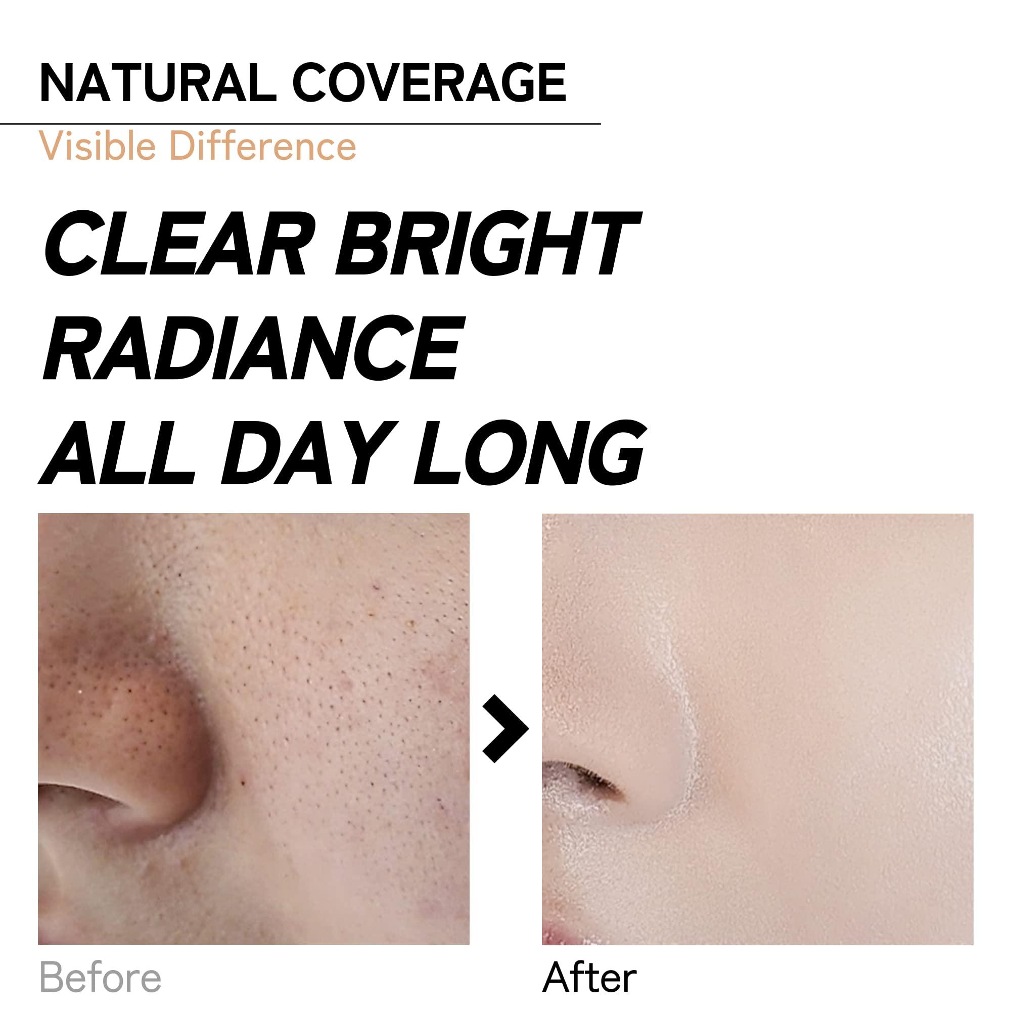 VINNE VINNE Korean Cushion Foundation, Lightweight, Essence Makeup Natural and Dewy Finish, 12-Hour Lasting Effect, 0.42 Oz- #21 Light Beige (Refill Not Included)