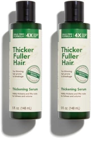 Thicker Fuller Hair Thicker Fuller Hair Hair Thickening Serum Advanced Thickening Solution - 5oz - Thickens & Lifts Roots for Fullness & Volume - Mongongo & Green Coffee Oils Fortify Hair & Reduce Breakage (Pack of 2)