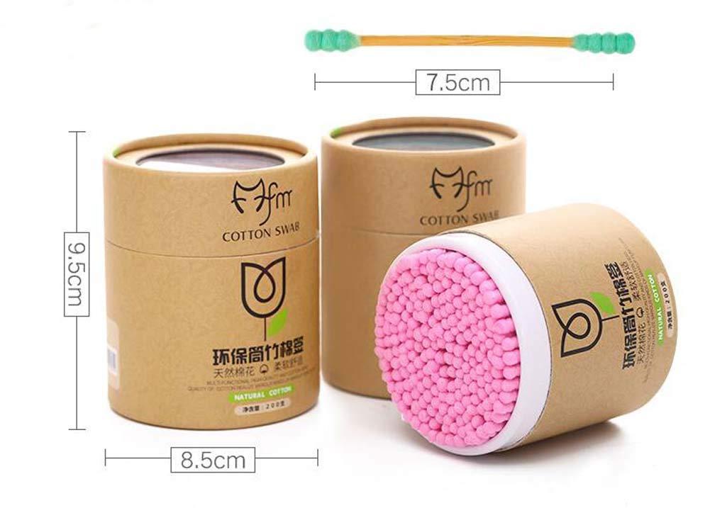 RYZGOJV 600 Counts Cotton Swabs Natural Double Tipped Organic Cotton Buds Cruelty-Free Ear Swabs D01