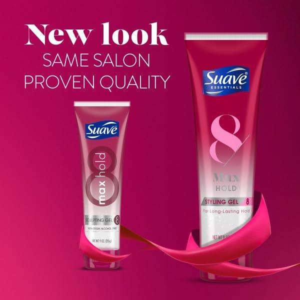 Suave Suave Hair Gel For Women and Men, Maximum Hold Sculpting Hair Gel, 9 oz, (Pack of 12)