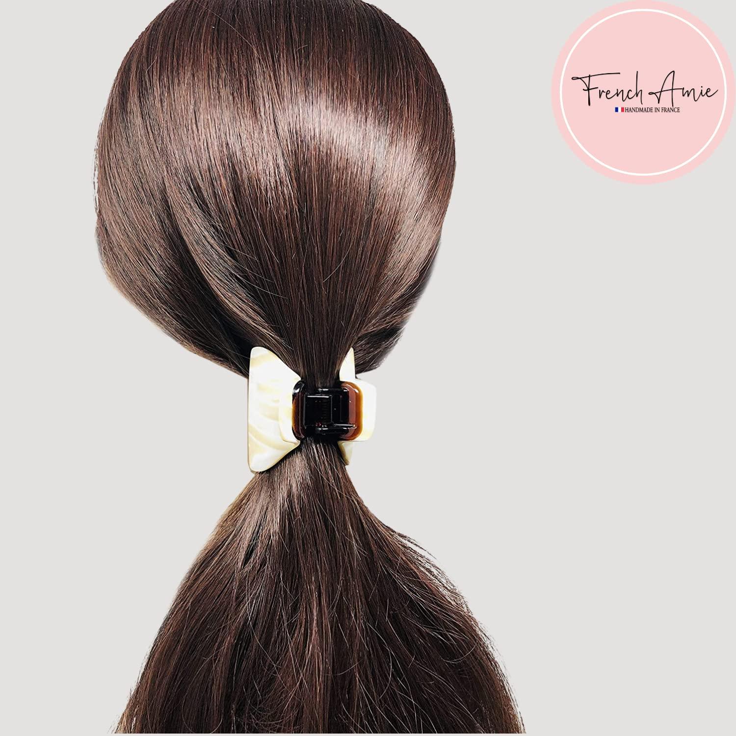 French Amie French Amie Big Fat Marble Cream Off White Handmade Jaw Hair Grip Claw Clips Clamps for Women and Girls for Thick Hair (5 cm / 2 Inch)