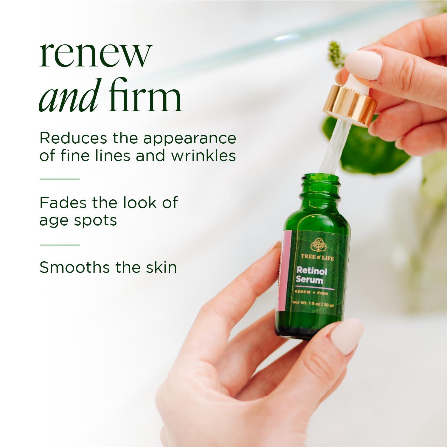 Tree of Life Beauty Tree of Life Beauty Retinol Serum, Skin Smoothing Face Oil for Dark and Age Spots and Fine Lines, Facial Serums for Dry and Sensitive Skin Care with Hyaluronic Acid for Soft Skin, 2 Fl Oz (pack of 2)