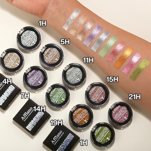 Afflano Afflano Silver Glitter Eyeshadow Super Pigmented, Intense Color Gray Silver Eyeshadow Palette Single, Long Lasting Sparkle Shimmer Metallic Glitter Eyes Look, Blendable Neutral Grey Eye Shadow Makeup