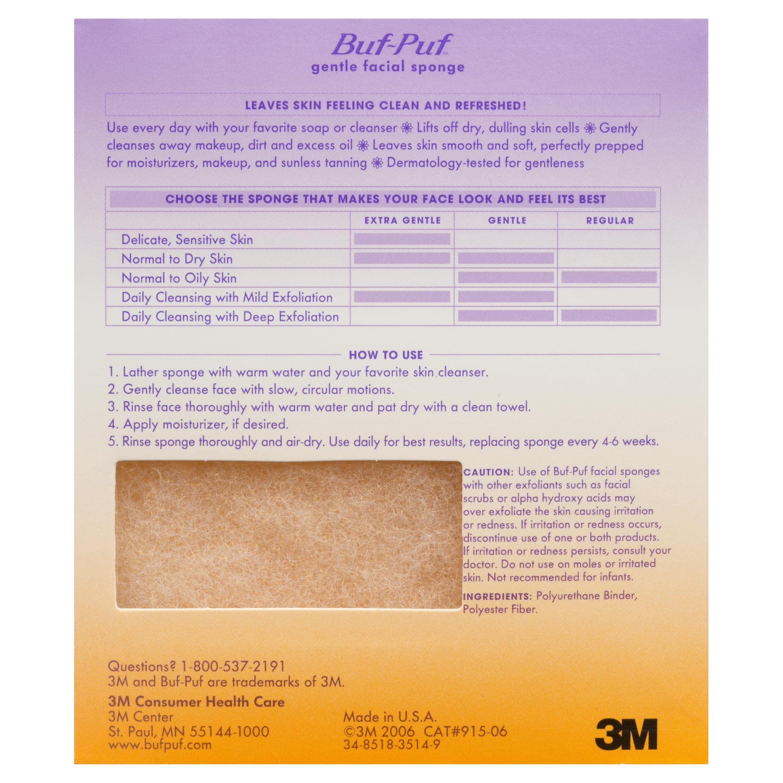 Buf-Puf Buf-Puf Reusable All-Purpose Facial Sponge, Gentle (Pack of 6)