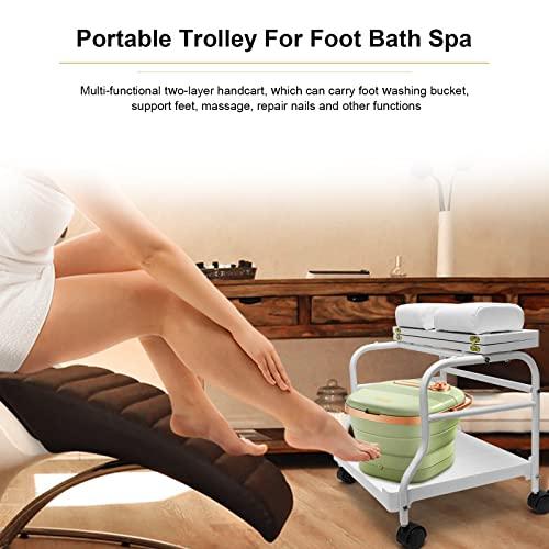 Elitzia Beauty Salon Nail Or Foot Bath Spa Portable Esthetician Trolley Cart for Foot Rest Pedicure Manicure Funiture Massage Table Salon Supplies 2 Way Use 2 Color Option Elitzia (White 2pcs)