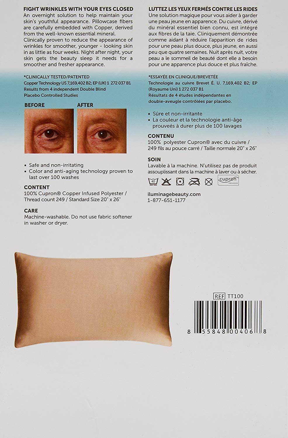 iluminage iluminage Skin Rejuvenating Standard Size Pillowcase for Fine Lines/Wrinkles Reduction & Hair Smoothing with Anti-Aging Copper Technology
