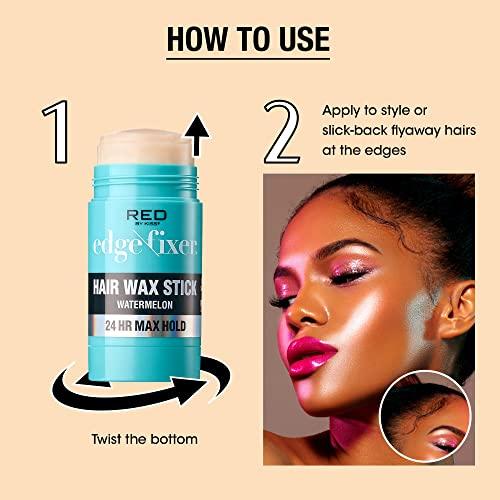 Red by Kiss Red by Kiss Hair Wax Stick 24HR Max Hold Edge Fixer Edge Control Pomade Non-Sticky, Non-Oily Flake Free Hair Styling Wax (Watermelon)