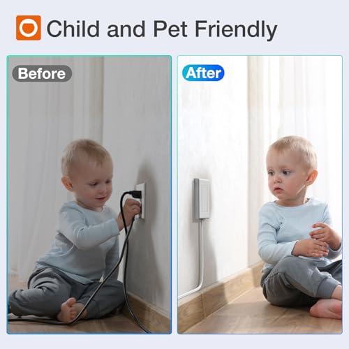 addlon addlon Flat Plug Power Strip with Ultra-Thin Wall Plate, 6 FT Flat Extension Cord with 3 Standard 13A 1625W Outlets, Electrocution Protection, Includes 2 Sets of Fixing Clip, ETL Listed