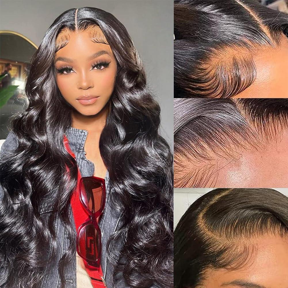 Tuneful Tuneful 13x6 Body Wave Lace Front Wigs Human Hair Pre Plucked 220% Density 13x6 HD Transparent Lace Frontal Wigs Human Hair 26 Inch Glueless Human Hair Lace Front Wigs for Women