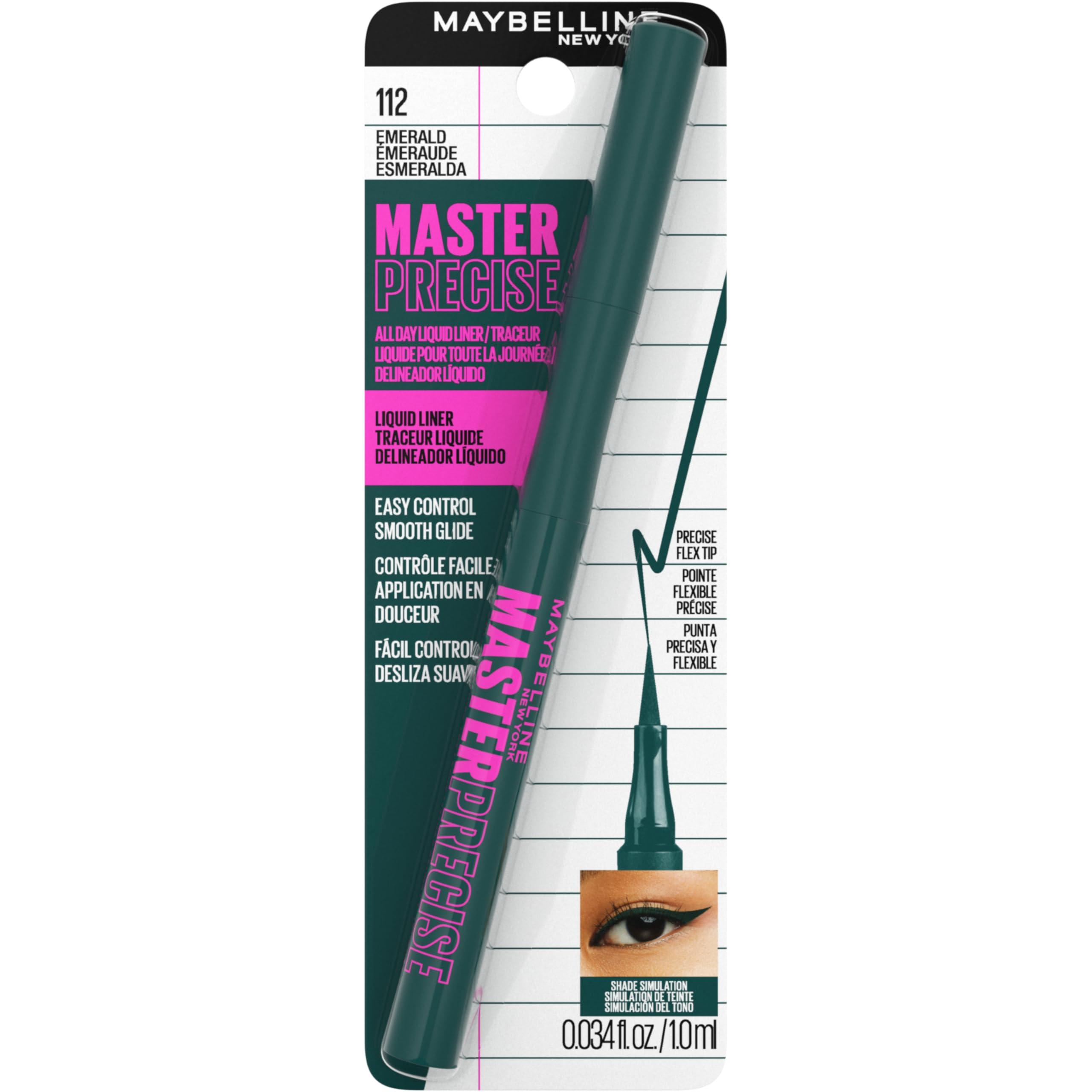 MAYBELLINE MAYBELLINE Master Precise All Day Liquid Eyeliner, Waterproof Eyeliner Makeup for up to 30HR Wear, Emerald Green, 1 Count