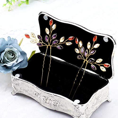 Barode Barode Baroque Crystal Wedding Hair Pins Bridal Hair Clips Accessories for Brides and Bridesmaids Pack of 2 (Red)