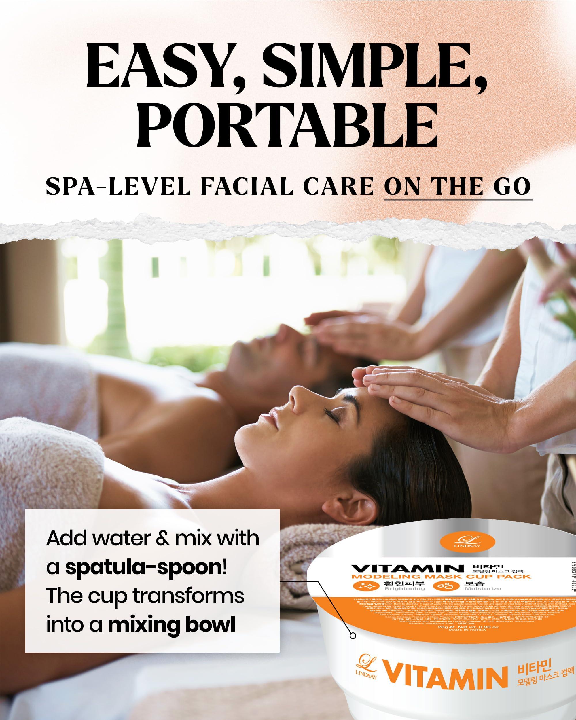 LINDSAY HOME AESTHETICS LINDSAY Vitamin Modeling Mask Cup Pack - Korean Skin Care Face Mask Modeling Pack Single-Use Soothing Moisturizing Face Mask w/Spatula Spoon Spa Facial Peel-off Mask (6 ea, 0.36 lb)
