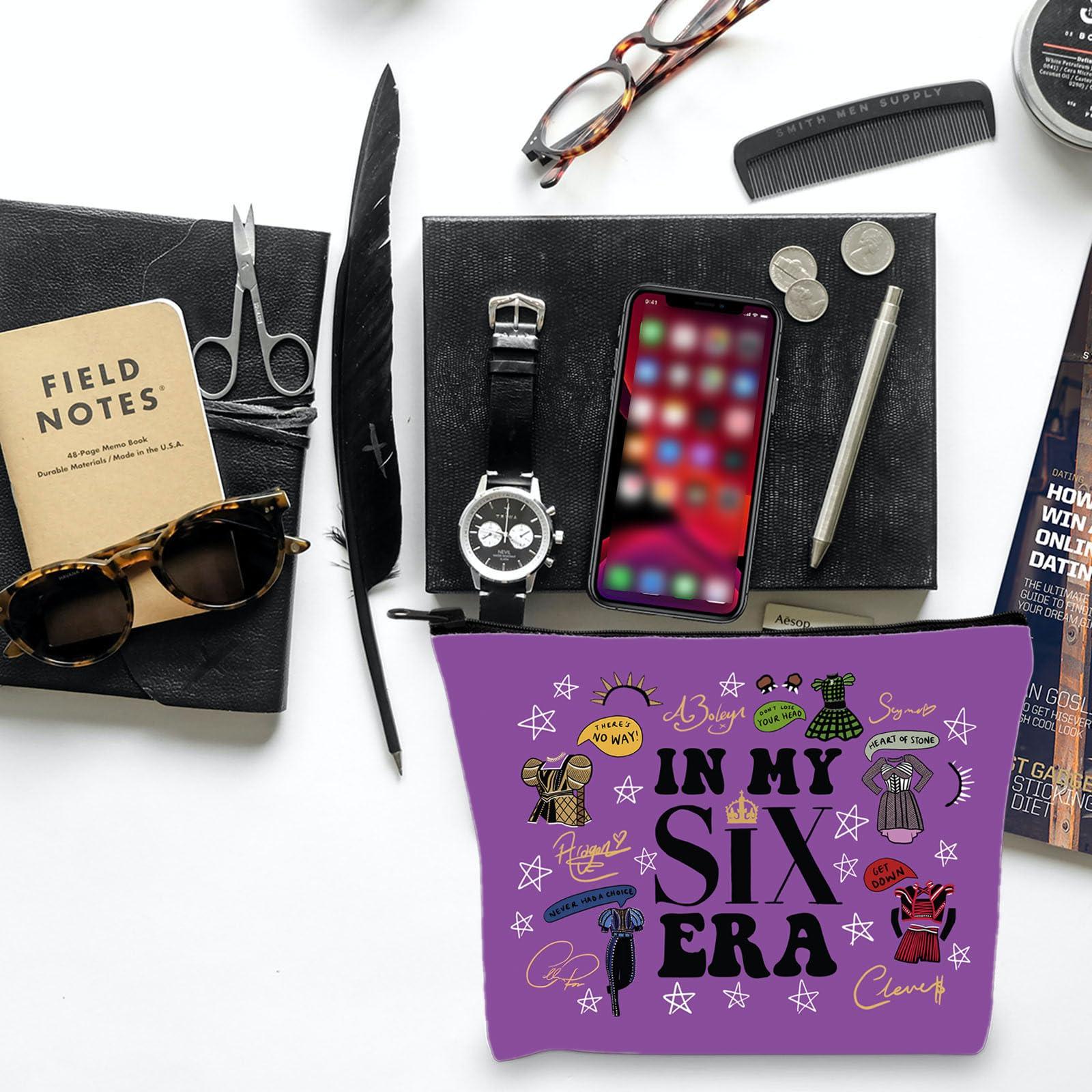 BLUPARK BLUPARK Six Musical Queens Makeup Bag Six the Musical Inspired Gift Broadway Queen Lover Gift IN MY SIX ERA Zipper Bag For Musical Fan (MB IN, MY SIX ERA)