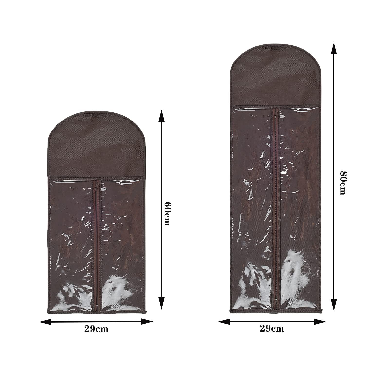 Sanmum 10 Packs 31.5in Extra Long Hair Extensions Storage Bag Folding Wig Bags Dust Proof Wigs Carrier Bags with Strong Zipper for Home Salon Organizer (Coffee)