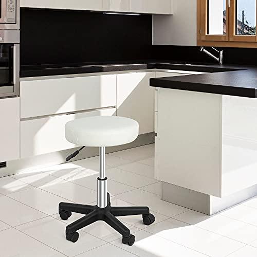 ZENY ZENY Adjustable Rolling Stool with Wheels Swivel Stool Chair Hydraulic Stool Office Stool for Beauty Salon Massage Spa Medical Tattoo Drafting, White