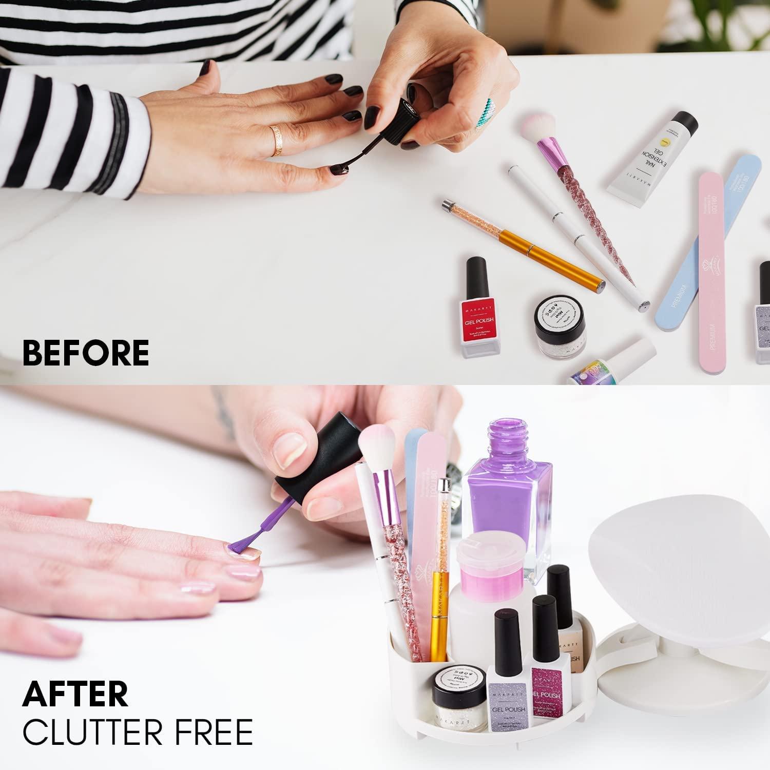 Makartt Makartt Nail Stand Hand Rest for Nails, Nail Hand Rest Manicure Supplies Bundle 500Pcs Soft Gel Full Cover Nail Tips, Medium Coffin Clear Fake Nail Tips