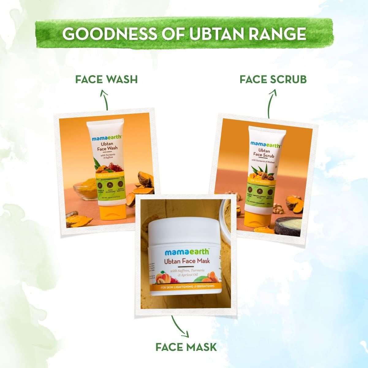 MAMAEARTH Mamaearth Ubtan Single Use Facial Kit | Gives Long Lasting Glow in Just 6-Steps | Includes Cleanser, Scrub, Gel, Massage Creams & Face Pack | Turmeric & Saffron Infused | 2.12 Oz/60g