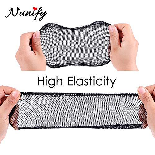 Nunify 5 Pcs Hair Net for Making Afro Puff Drawstring Ponytail And Afro Hair Bun - Black Glueless Ponytail Hairnet with 10 Pcs Wig Combs - Adjustable Strap Afro Hair Bun Weaving Net For Women (L/Round)