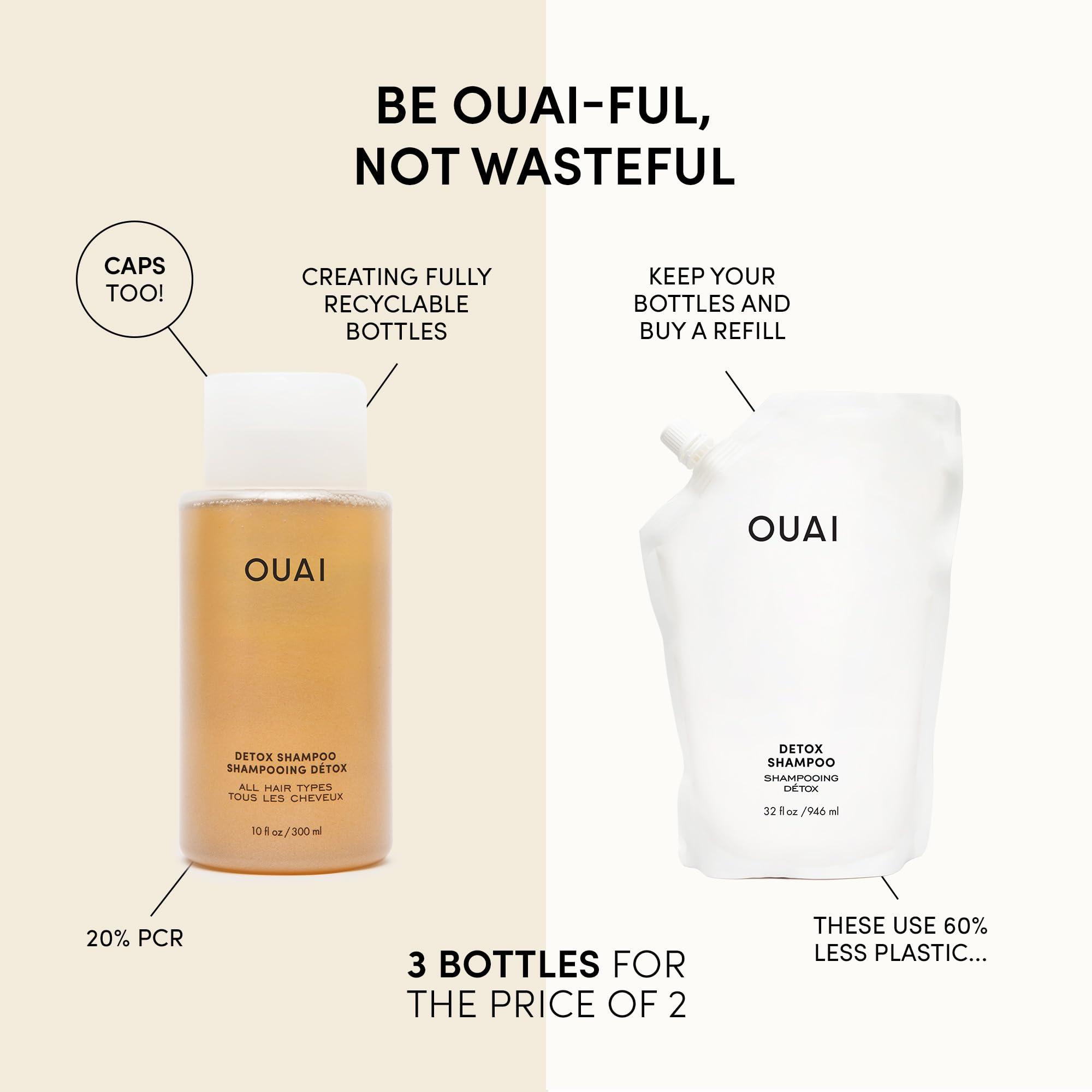 OUAI OUAI Detox Duo - Clarifying Detox Shampoo with Apple Cider Vinegar & Keratin + Foaming Scalp & Body Scrub Exfoliator that Cleanses and Removes Buildup - Sulfate-Free Hair Care (2 Count, 10 oz/8.8oz)