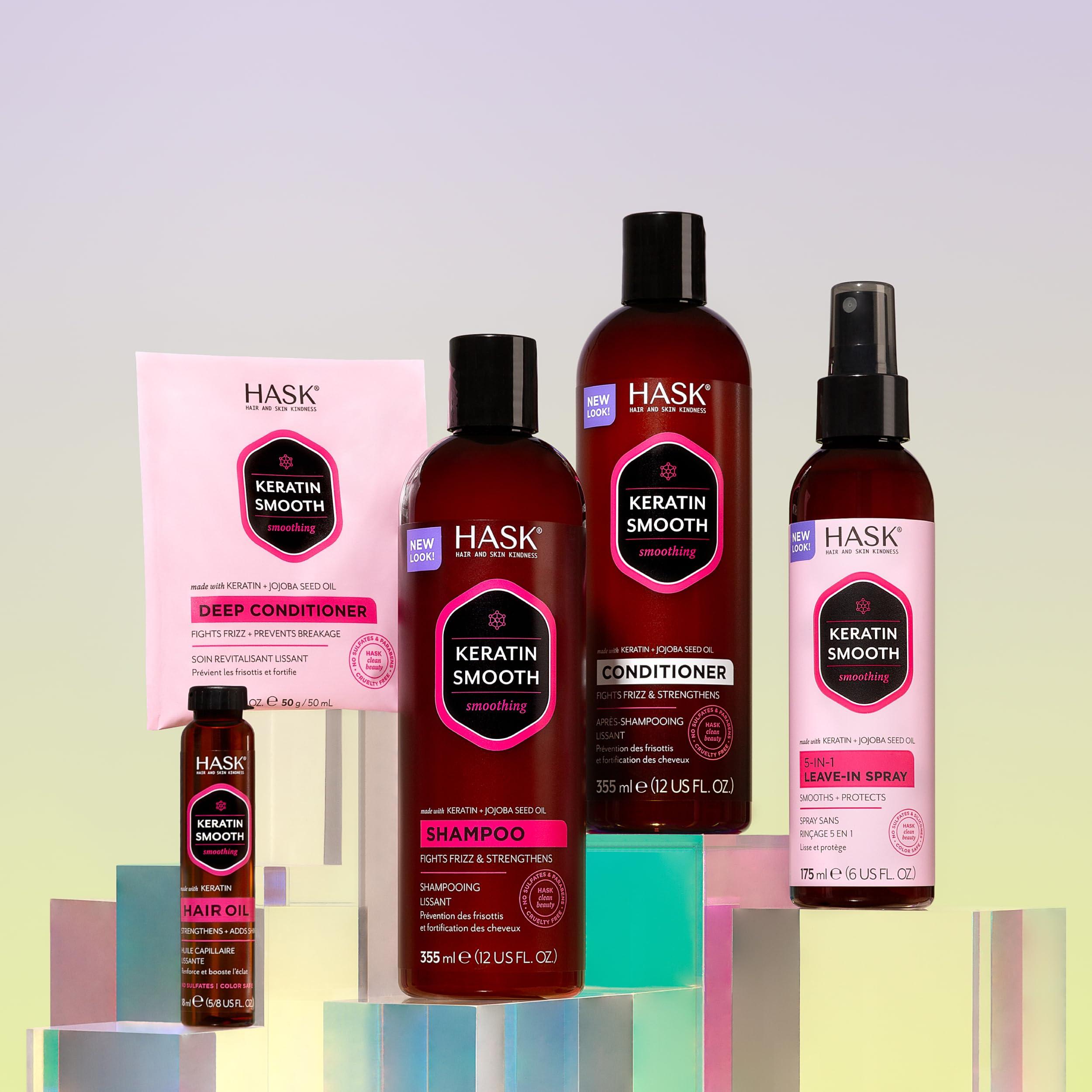 HASK HASK Keratin Smoothing Deep Conditioner Treatments for all hair types, color safe, gluten free, sulfate free, paraben free - Pack of 6