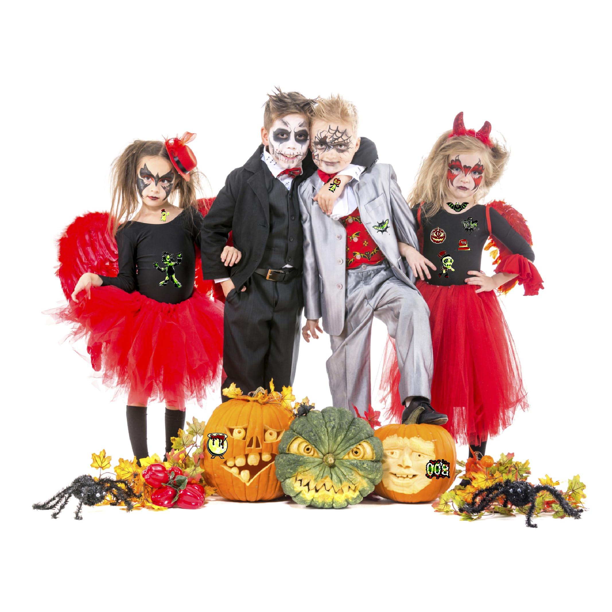 SYMPABASIC SOUFFAHOUSE Luminous Temporary Tattoo Kit Fake Tattoos Glow In The Dark Tattoos Halloween Party Supplies for Boys and Girls (Halloween)