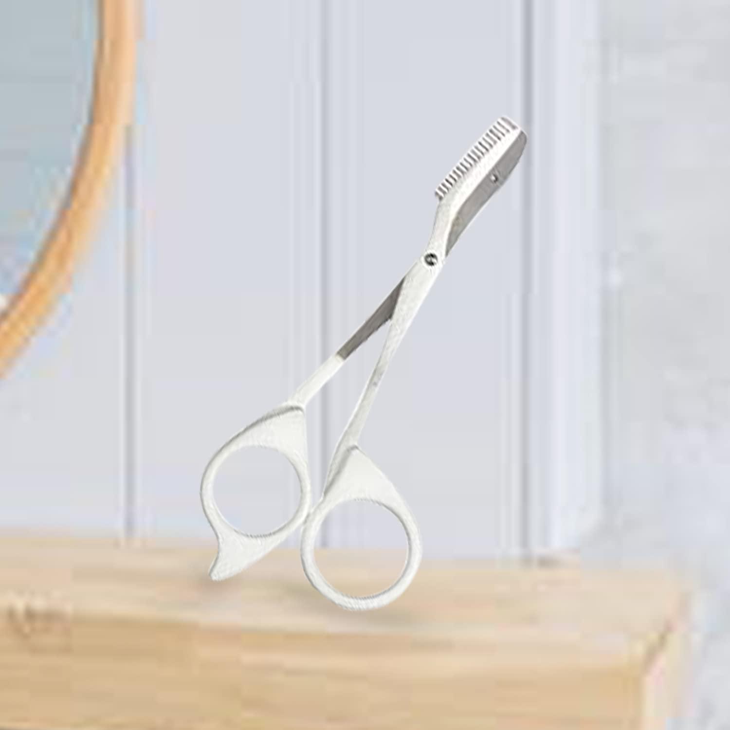 Seki EDGE Seki Edge Eyebrow Scissors Comb (SS-605) - Stainless Steel Eyebrow Trimmer Scissor Comb for Trimming Eye Brows, Beards, & Mustaches - for Men & Women - Made in Japan