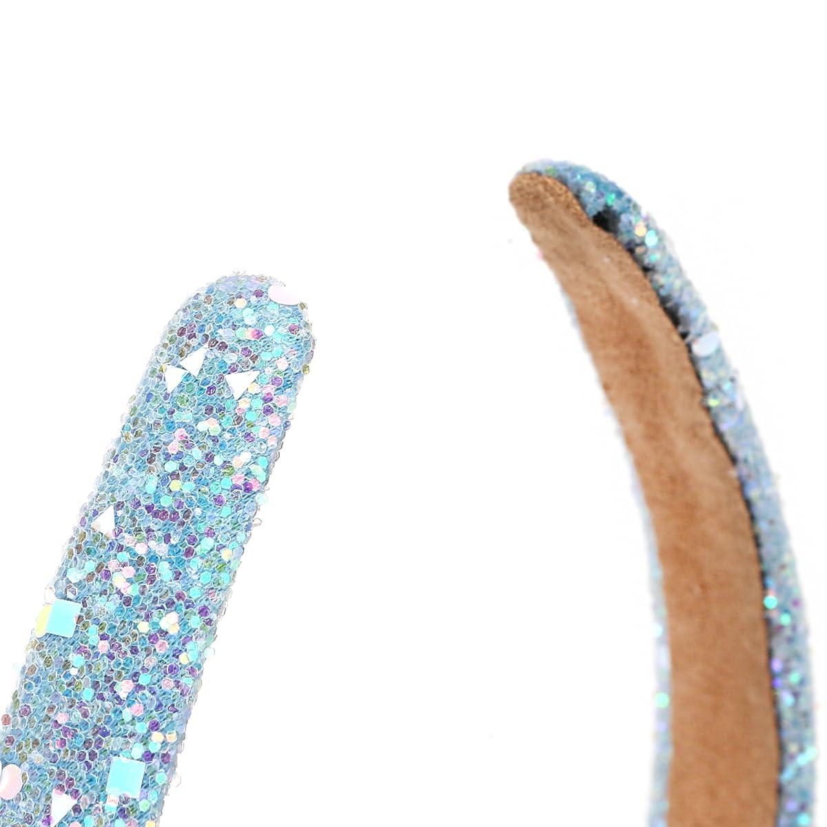 NARUNING NARUNING 4 Pcs Glitter Headbands, Sparkly Headband Plastic Sequins Hair Hoop Glitter Hairbands for Women and Girls Hair Accessories (4 Pcs Style C)