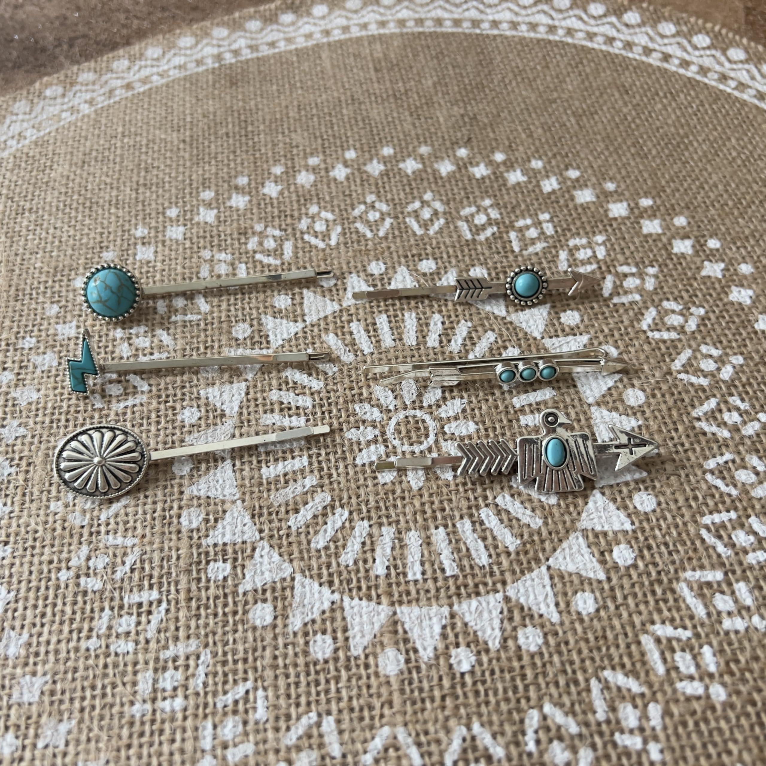 KOVOLITU KOVOLITU Women\'s Western Turquoise Hair Clips Set of 6 Decorative Bobby Pins Boho Hair Barrettes-Flash