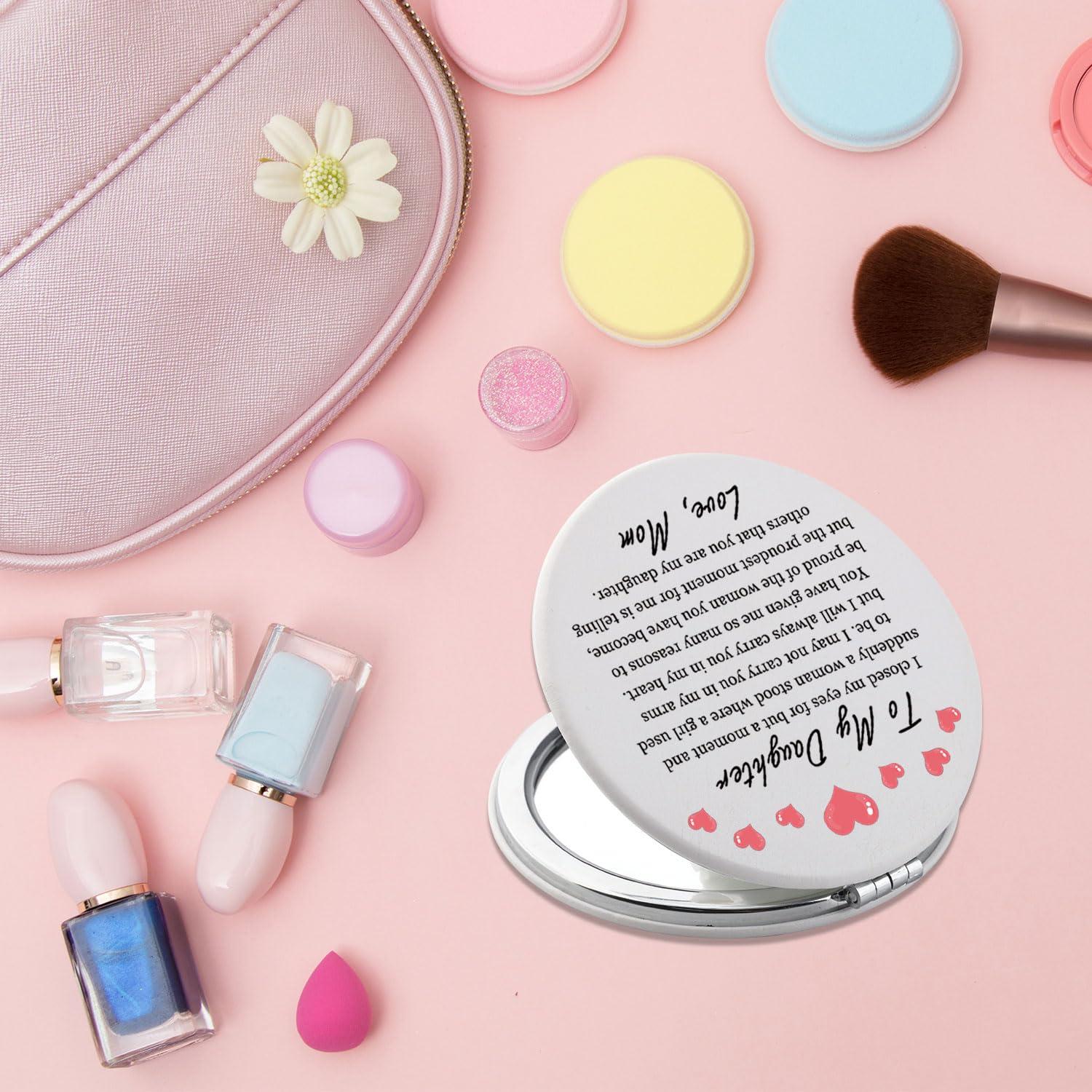 PLITI PLITI Daughter Graduation Gift Proud of Daughter Gift to My Daughter Wedding PU Leather Compact Mirror from Mom (Daughter Closed LCM)