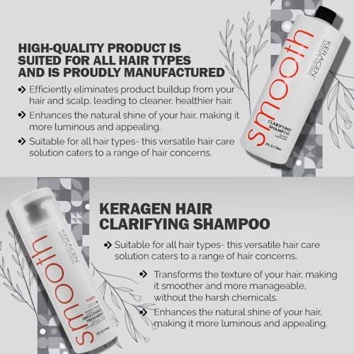 KERAGEN KERAGEN Hair Duo: Brazilian Keratin Smoothing Treatment (32 Oz) + Clarifying Shampoo (32 oz) - Forte Formula for Dry, Damaged Hair, Sulfate-Free, Eliminates Curls, Frizz