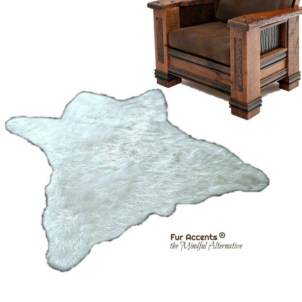 Fur Accents Fur Accents Bear Skin Rug - White Shag - Faux Fur - Realistic - Life Size Original (5'x7')