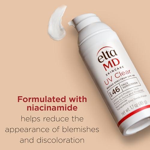 EltaMD EltaMD UV Clear Face Sunscreen SPF 46, Oil Free Sunscreen with Zinc Oxide, Dermatologist Recommended Sunscreen, 0.5 oz