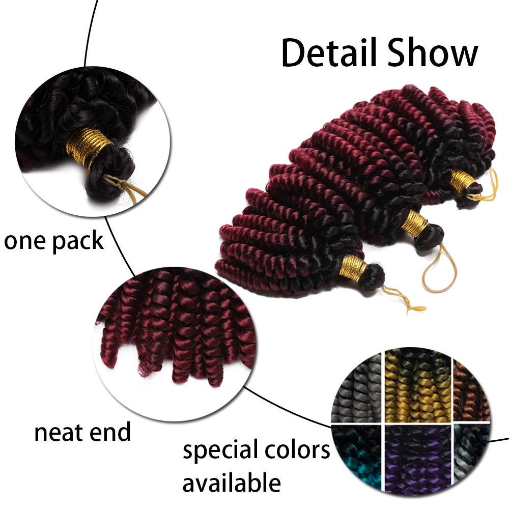 S-noilite Jamaican Bounce Hair 6 Inch Jumpy Wand Curly Crochet Hair Short Curly Crochet Braids Hair Extension Braids Twist Hair Jamaican Bounce Synthetic For Black Women (6"curly,black to dark blue)
