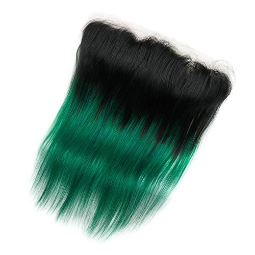 Tony beauty hair Tony Beauty Hair Dark Green Ombre Straight Hair Weave Bundles with Frontal Dark Roots #1B/Green Ombre Brazilian Human Hair 3 Bundles with 13x4 Lace Frontal Closure 4Pcs Lot (16 18 20+16)