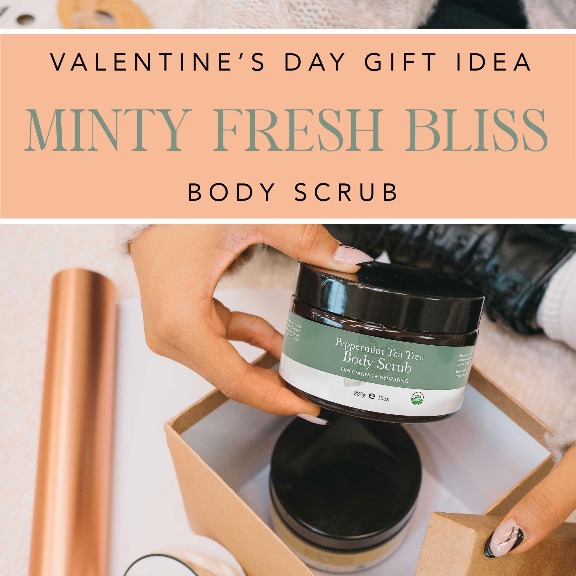 Beauty by Earth Peppermint Tea Tree Organic Body Scrub - USA Made Sugar Scrub with Natural Ingredients, Moisturizing Body & Foot Exfoliator for Dry and Sensitive Skin, Removes Dead Skin Cells & Reduces Ingrown Hair