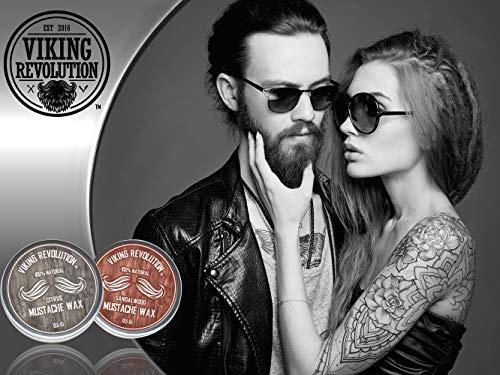 Viking Revolution Viking Revolution Mustache Wax 2 Pack - Beard & Moustache Wax for Men - Strong Hold Helps Train Tame & Style (Citrus & Sandalwood, 2 pack)