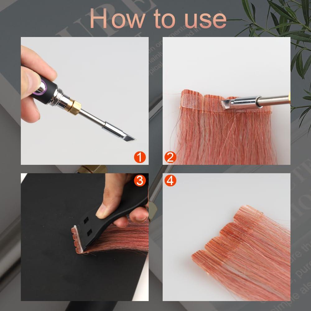 GlamorDove GlamorDove Tape in Hair Extension Kit Tool Acrylic Hair Extension Board Hair Extension Remover Kit Adhesive Remover Glue Double Sided Tapes Electric Tape Remover Tape-In Extensions Plastic Scraper Kit