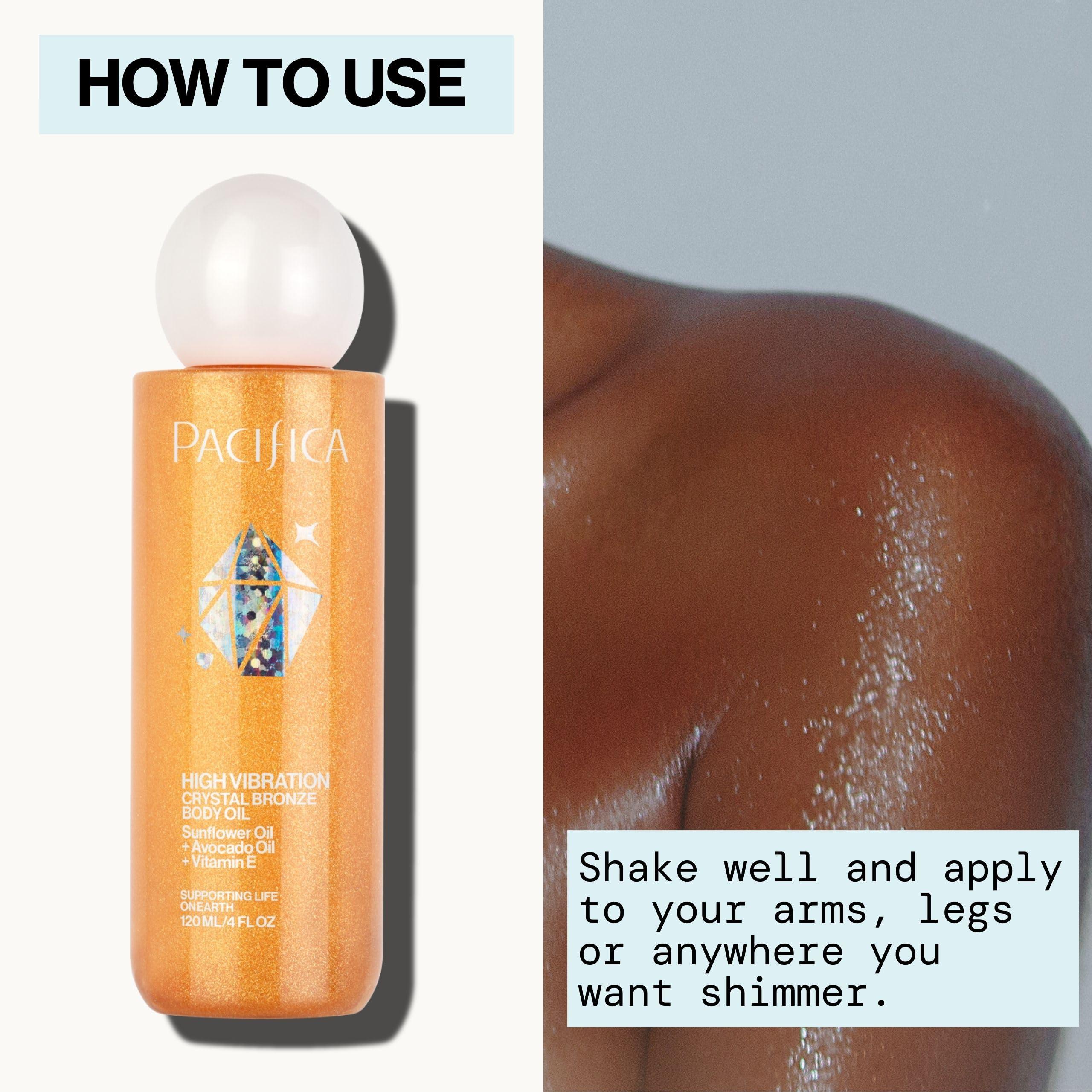 Pacifica Pacifica Bronzing Body Oil Crystal Bronze Shimmering Oil for Natural Sun-Kissed Glow, Hydrating Body Illuminator, Vanilla Coconut Scent, Vegan & Cruelty-Free, Clean Beauty, 4 fl oz