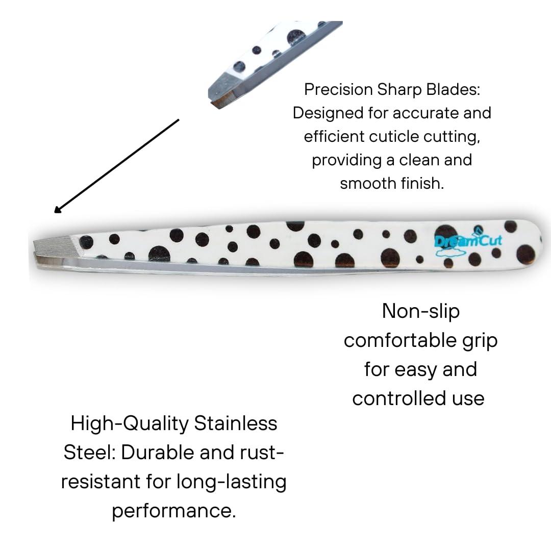 DreamCut DreamCut Black and White Polka Dot Expert Slant Tweezers