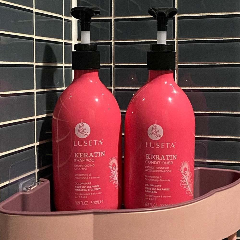 L LUSETA Luseta Keratin Shampoo and Conditioner Set Moisturizing Treatment for Dry Hair Smooth & Repair Damaged Hair for Women Sulfate Free 16.9 oz