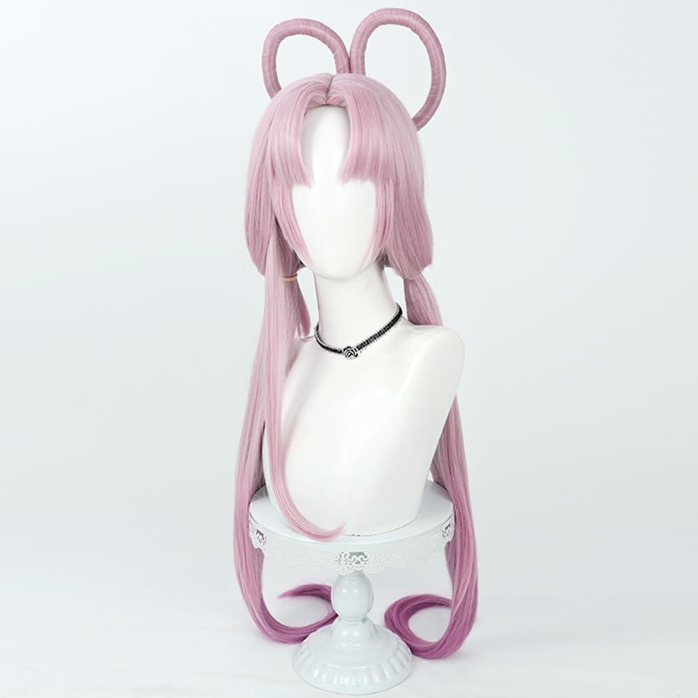 TEDPRBGE TEDPRBGE Game Cosplay Wig Pink Hair Wig Long Straight Wig with Bangs Halloween Costume Accessories for Women 39 inches