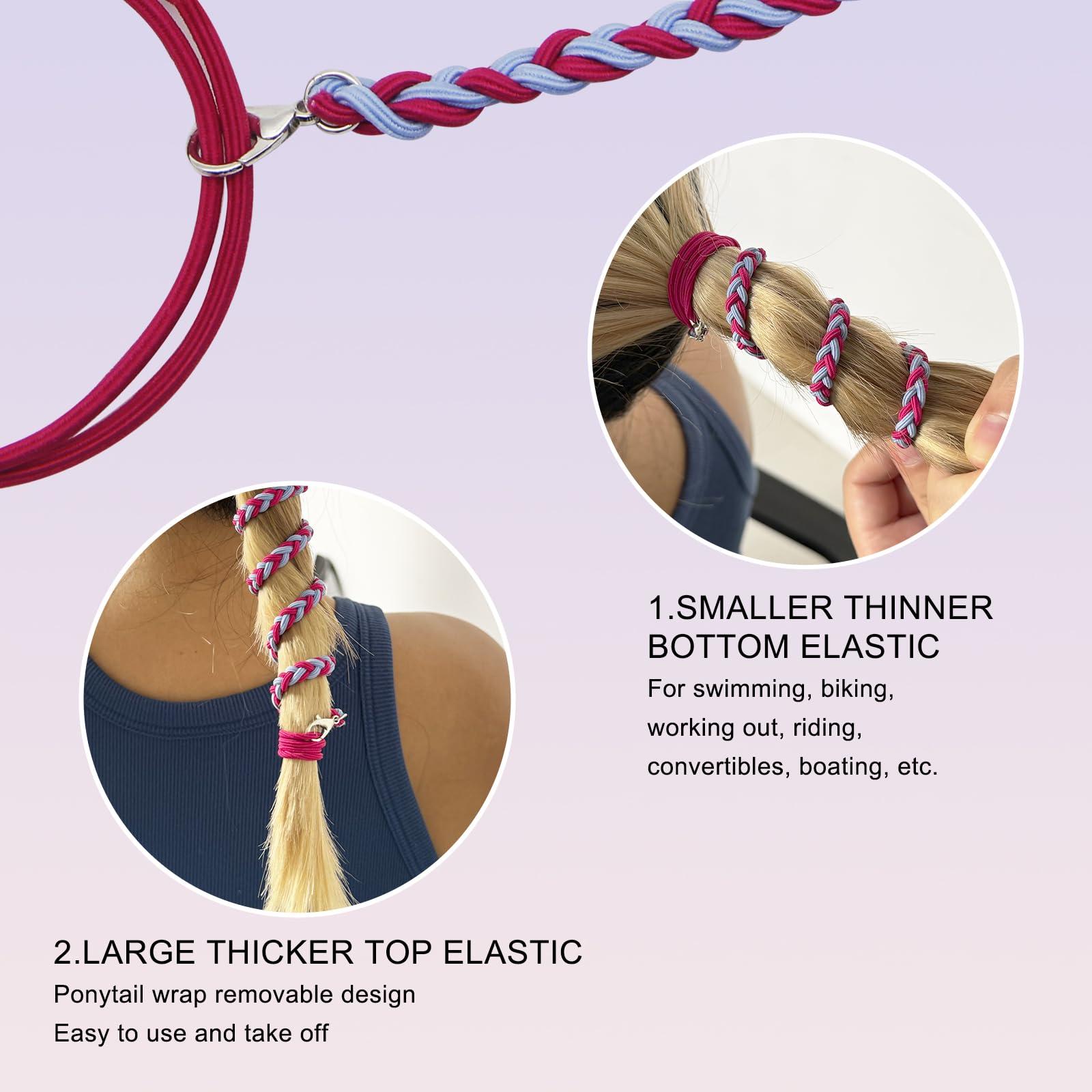 APCGSM APCGSM 4PCS 25\" Hair Ties for Women, Swimming Hair Ties Ponytail Holders Beige Sport Elastic Hair Ties No Damage For Thick Hair Ponytail Wrap Hair Tie (4Pcs Beige-25\")