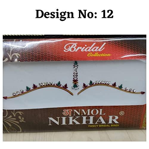 AtoZ India Cart AtoZ India Cart Decorative Bridal Bindi Women Sticker Bindi Designer Bindis Body Sticker for Bride Long Forehead Bindi Face Tattoo Stickers Bollywood Bindis Crystal Long Bindis Face Jewels (Design No.