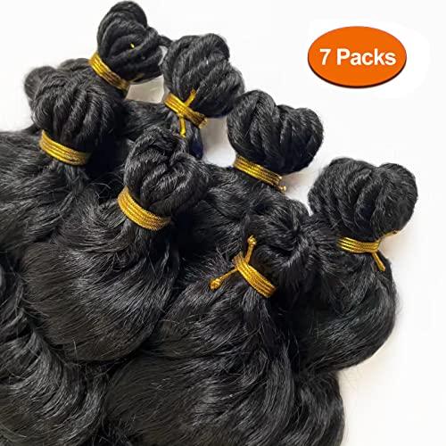 Chicmoi 9 inch Ocean Wave Crochet Hair for Black Women Short Wavy Crochet Braids 126 Roots Pre Looped Deep Wave Crochet Hair 7 Packs Natural Black Ocean Wave Crochet Hair (9 Inch, 1B)